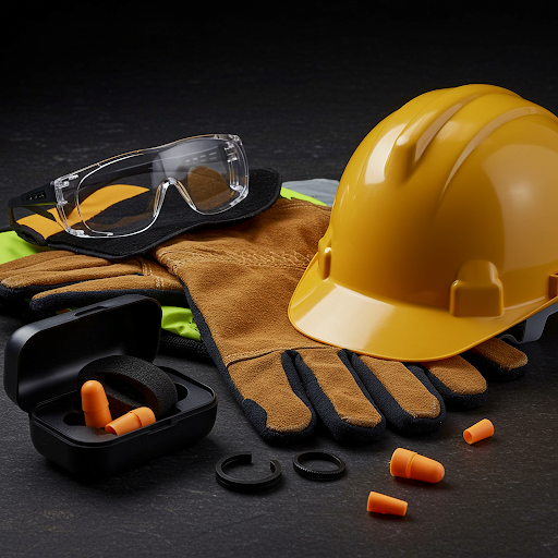 Trabajador con Equipo de Protección Personal completo (casco, lentes, guantes) cumpliendo NOM-017-STPS-2008. Cursos STPS sobre selección, uso y mantenimiento de EPP.